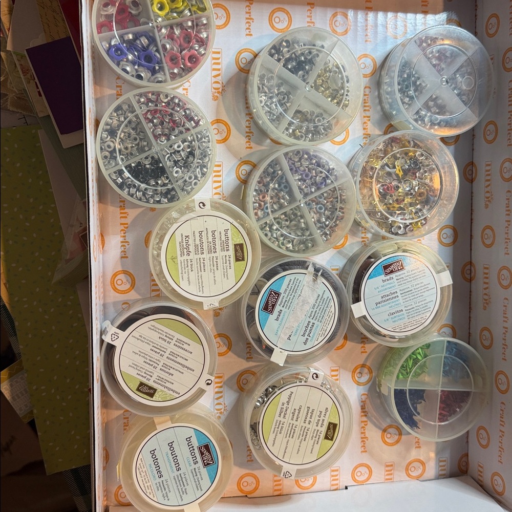 Assorted Eyelet Kit s and buttons for Crafting or sewing g